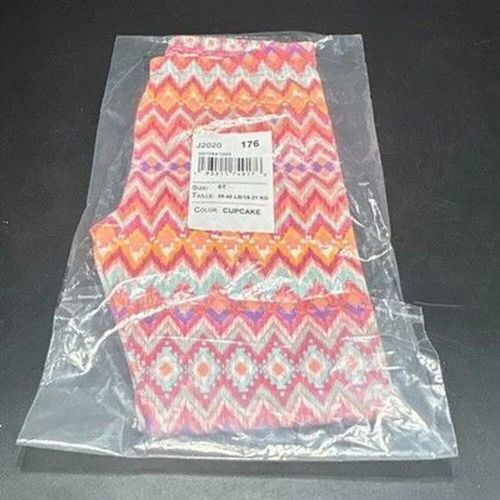 Girls Toddler Leggings Size 5T Cupcake Chevron Print Multicolor
